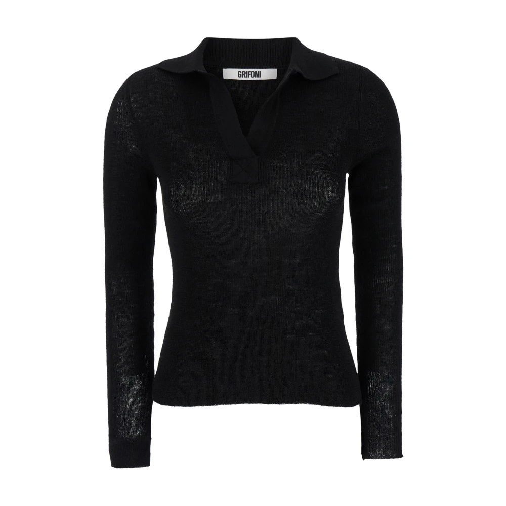 Mauro Grifoni Zwart Knit Polo T-shirts en Polos Black Dames