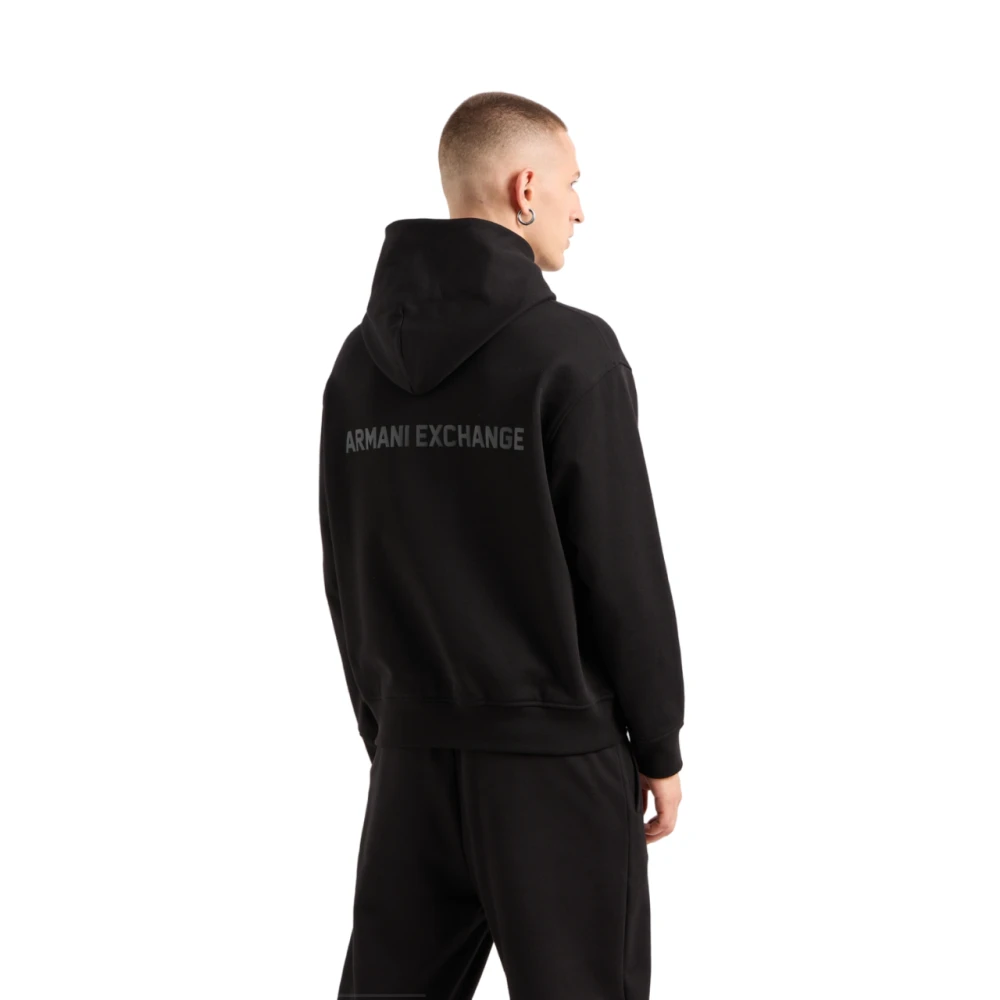 Armani Exchange Zwarte Hoodie Franse Terry Aw24 Black Heren