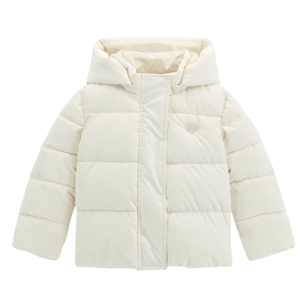 Guess Unisex Kids Beige Ivory Hooded Puffer Jacket For Girls - Winter Jackets - 7 Y - Kids