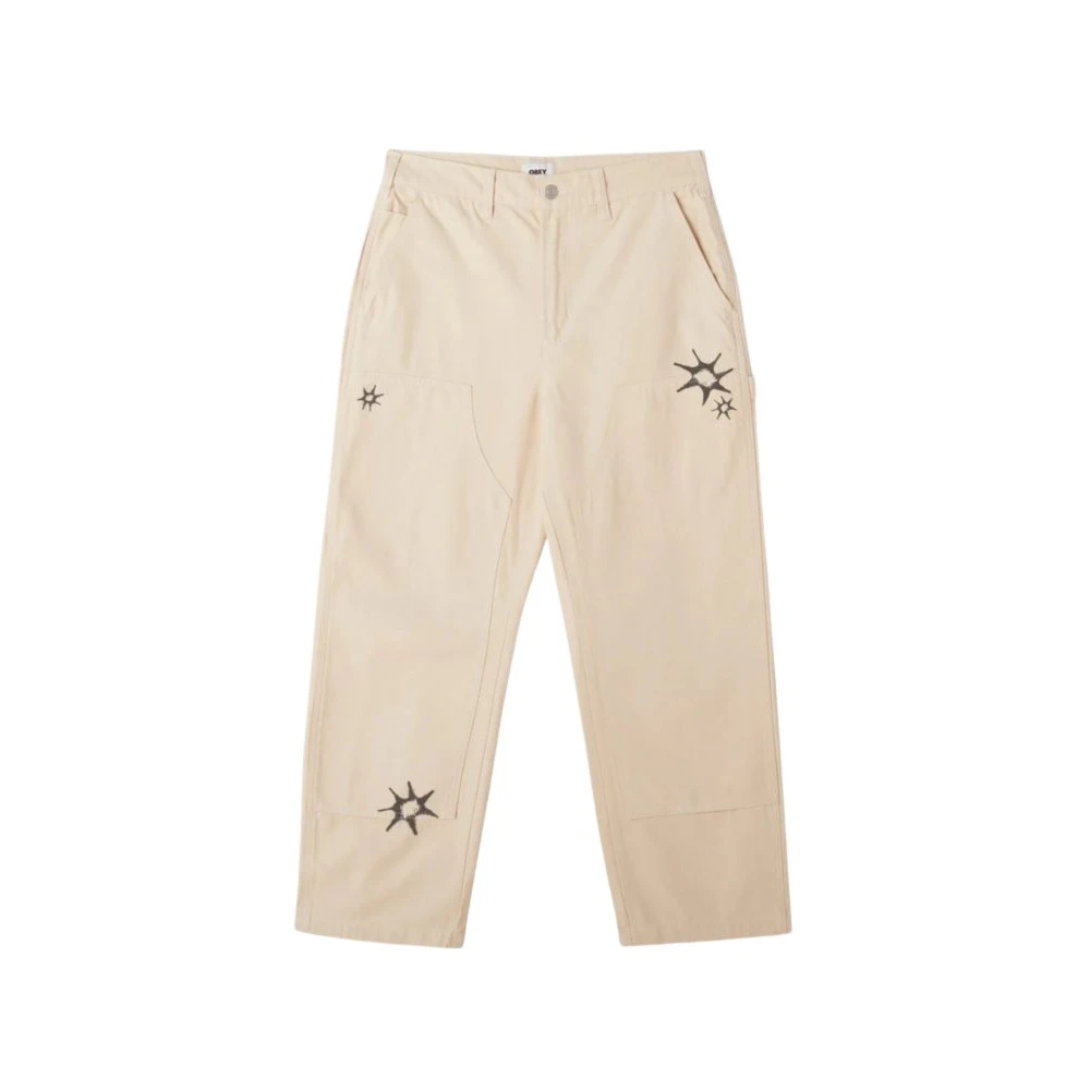 Obey Women's Beige Straight Trousers, W30, Carpenter Pant With Twill Fabric