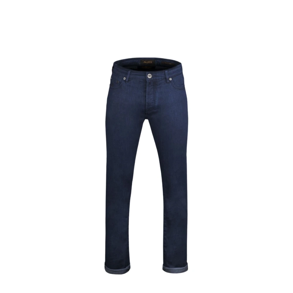 Moorer Diepblauwe Denim 5-Pocket Broek Blue Heren