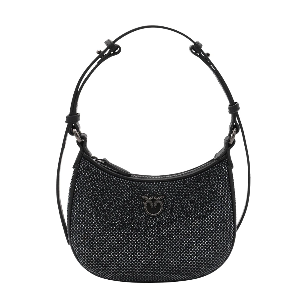 pinko Kristal Zwart Leren Schoudertas Black Dames