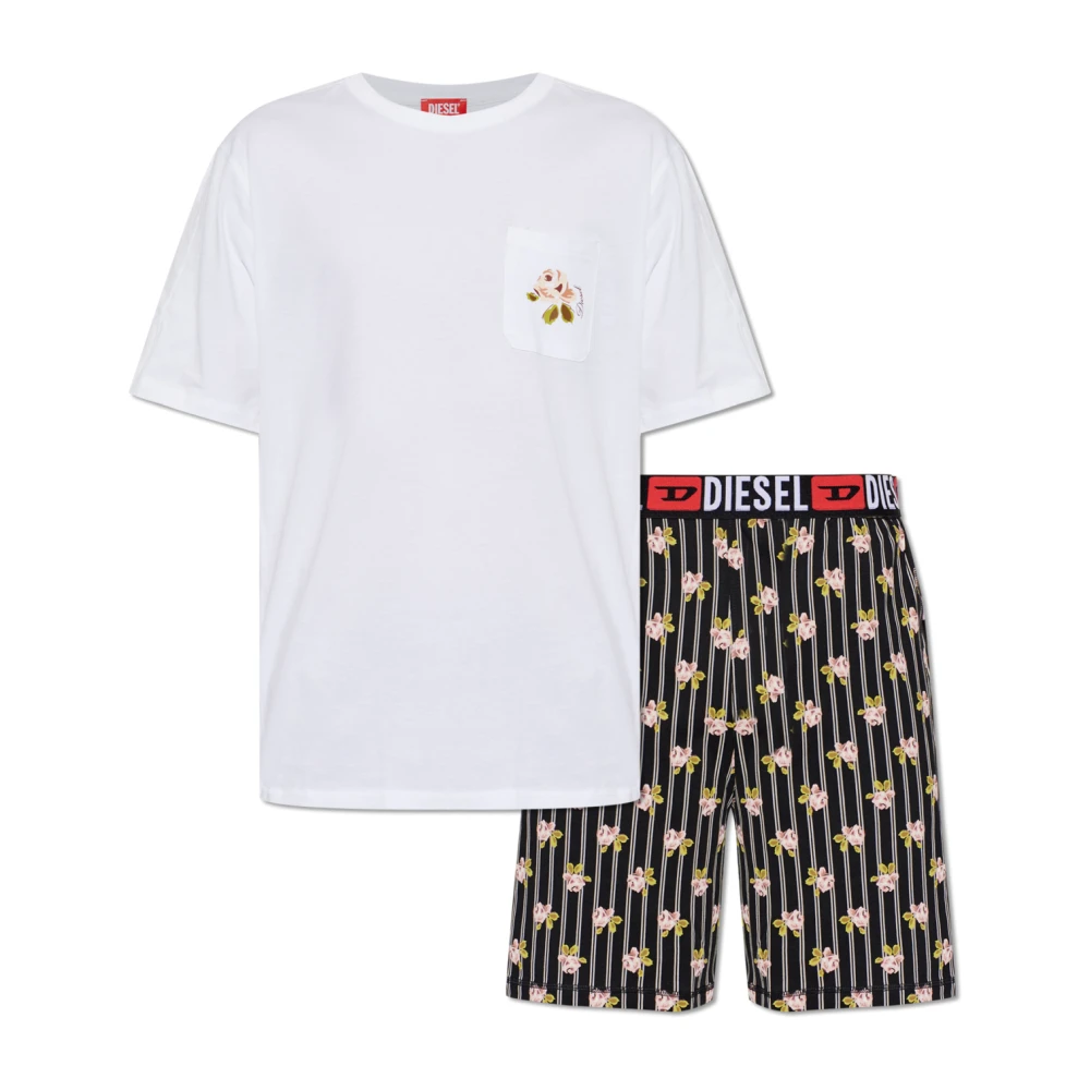 Diesel Mannelijk Wit Nachtkleding Heren, Xl, Tweed, Set-Raul-D-Core Tweedelige Pyjama