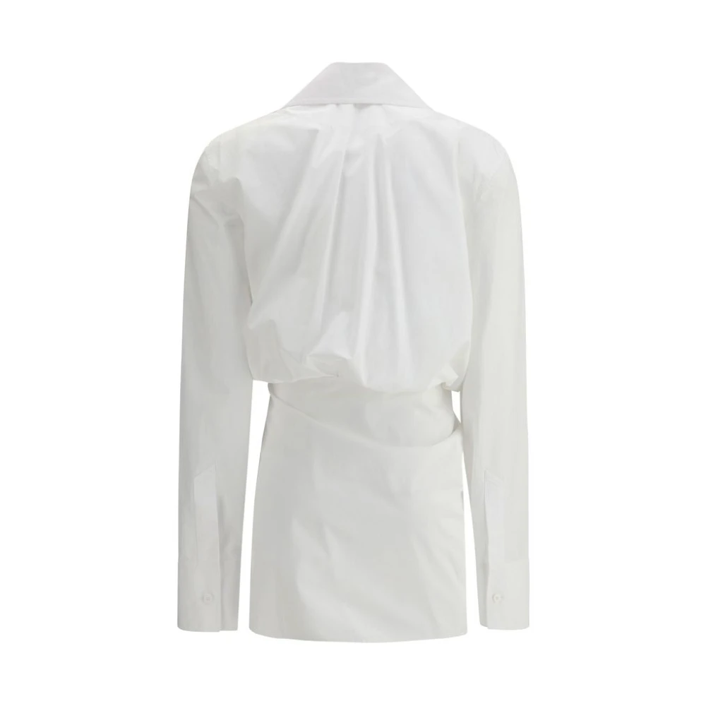 The Attico Wikkeldress met V-Hals White Dames