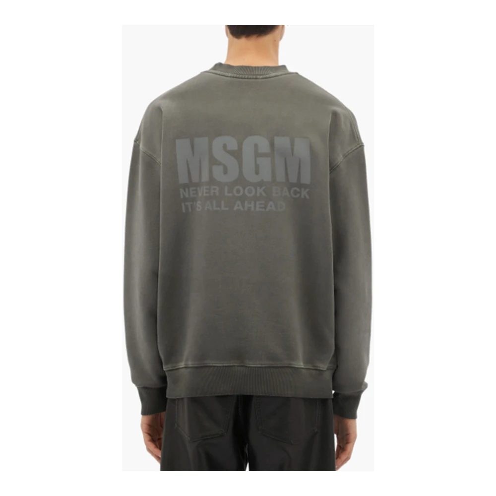 Msgm Donkergrijze Sweatshirt met Fosforescerend Logo Black Heren