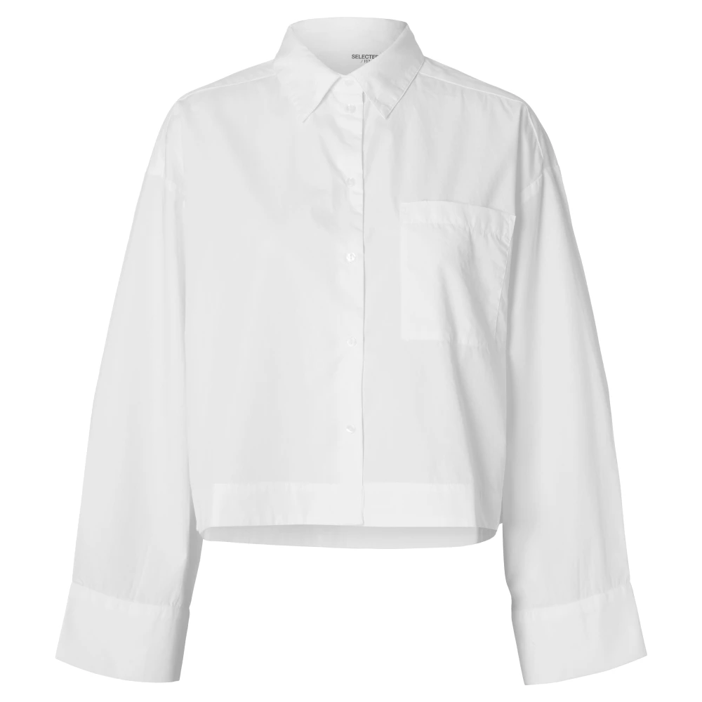 Selected Femme Cropped Boxy Shirt White Dames