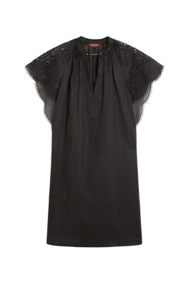 black-short-ruffle-sleeve-dress