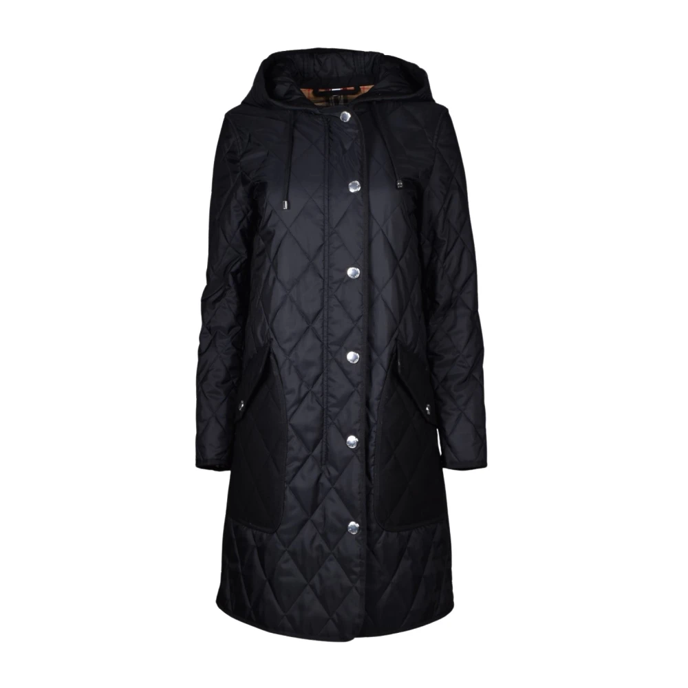 Burberry Gewatteerde Parka met Capuchon Black Dames