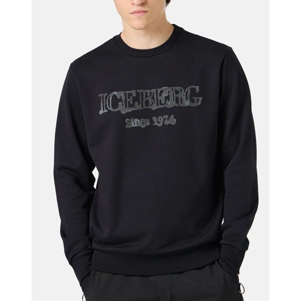 Iceberg Sweatshirt met capuchon en logo Black Heren