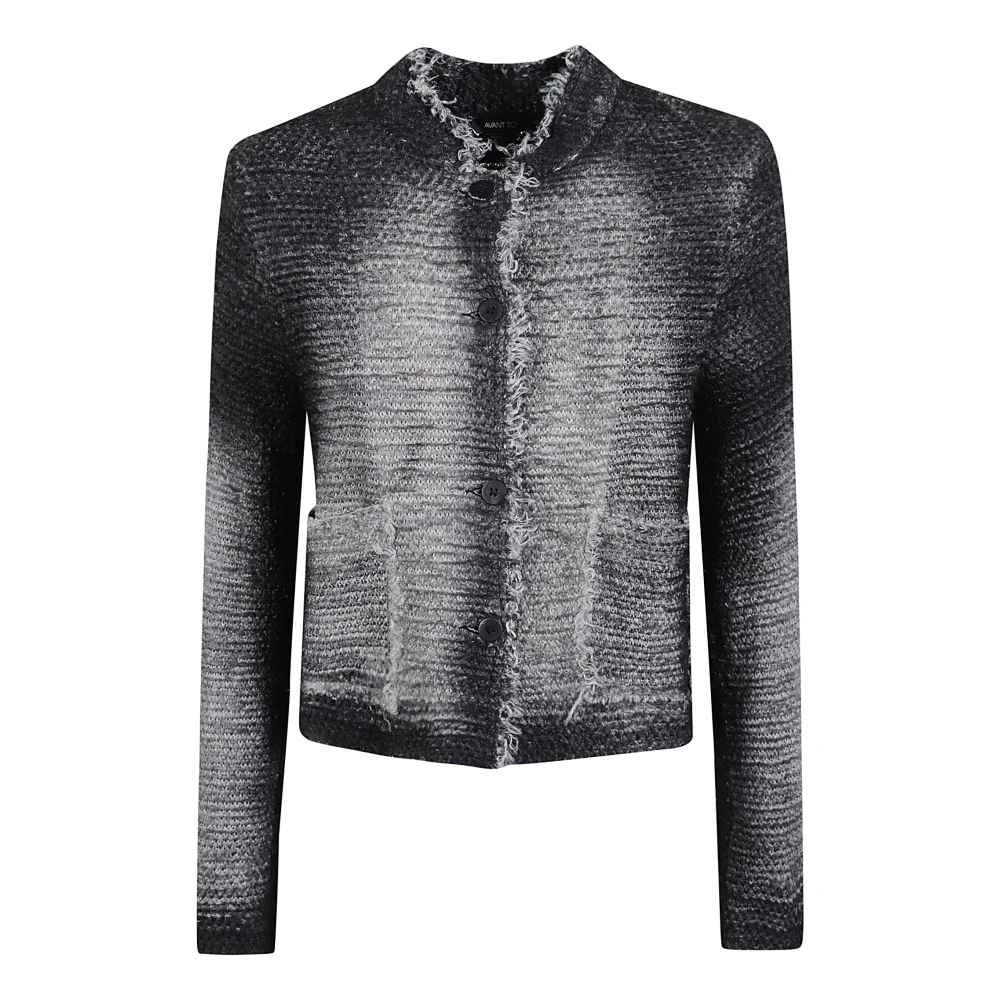 Avant Toi Met de hand beschilderde linnen jas met rafelranden Gray Dames