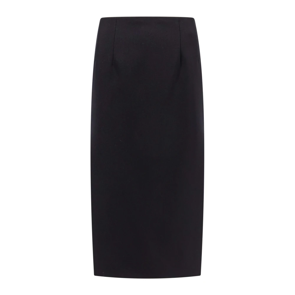 Valentino Virgin Wool Longuette Rok met Splitten Black Dames