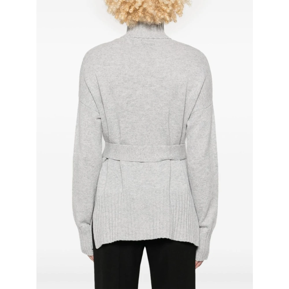 Wild Cashmere Grijze wol-kasjmier trui met riem Gray Dames