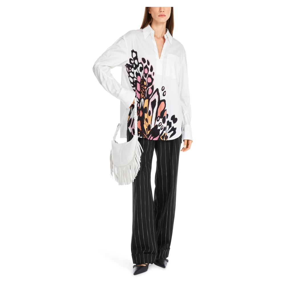 Marc Cain Blouse met vlinderprint en wijde silhouet White Dames