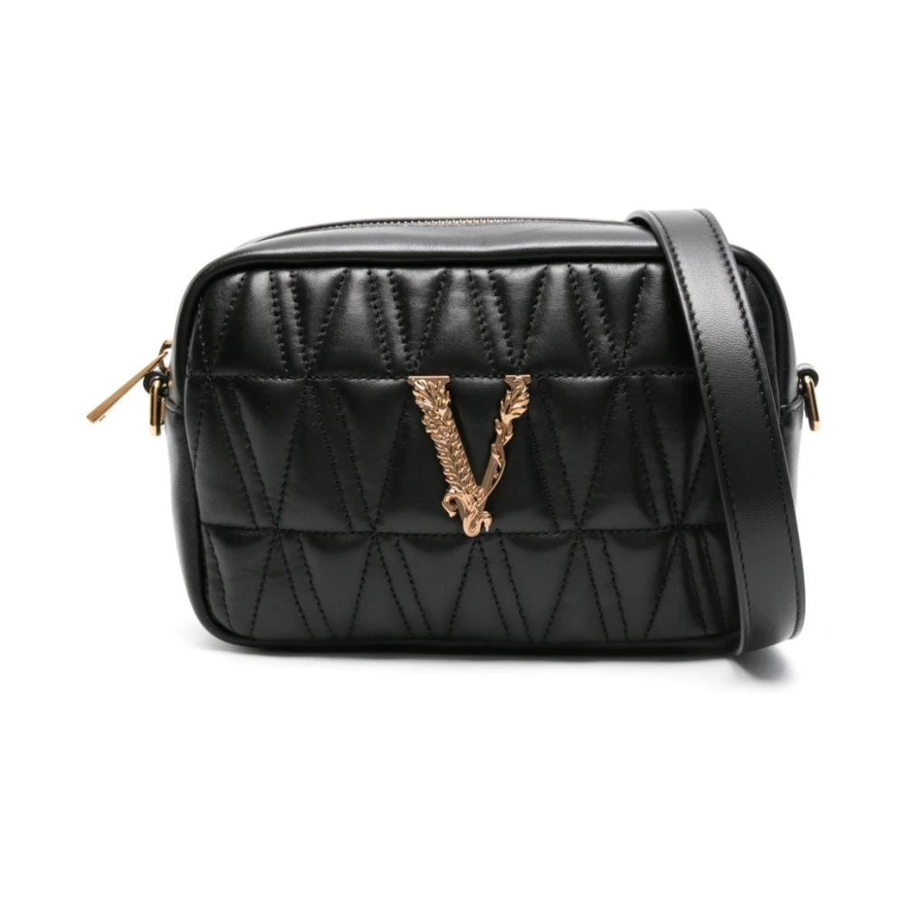 Versace Quiltad Barocco V Logo Axelväska Black, Dam