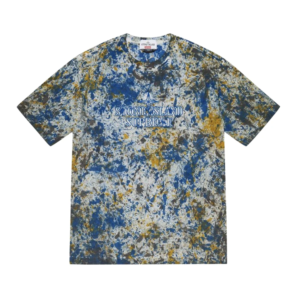 Stone Island Limited Edition Geborduurd Logo T-shirt Top Donkerblauw Multicolor Heren