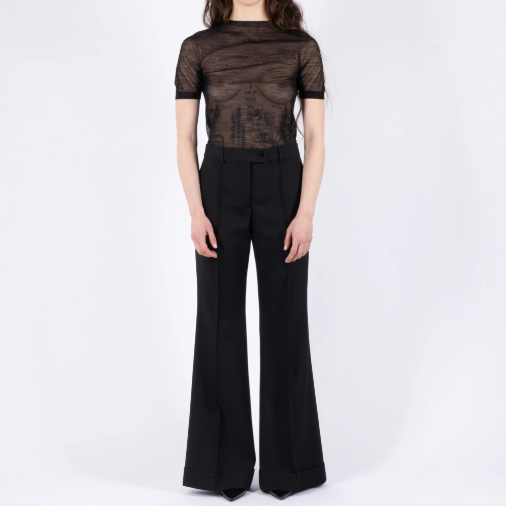 Acne Studios Wijde Broek Langdurig Zwart Black Dames