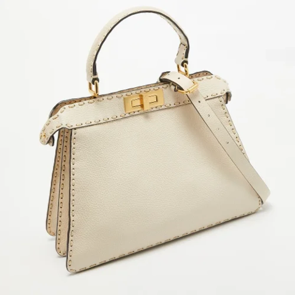 Fendi Vintage Pre-owned Leather handbags White Dames