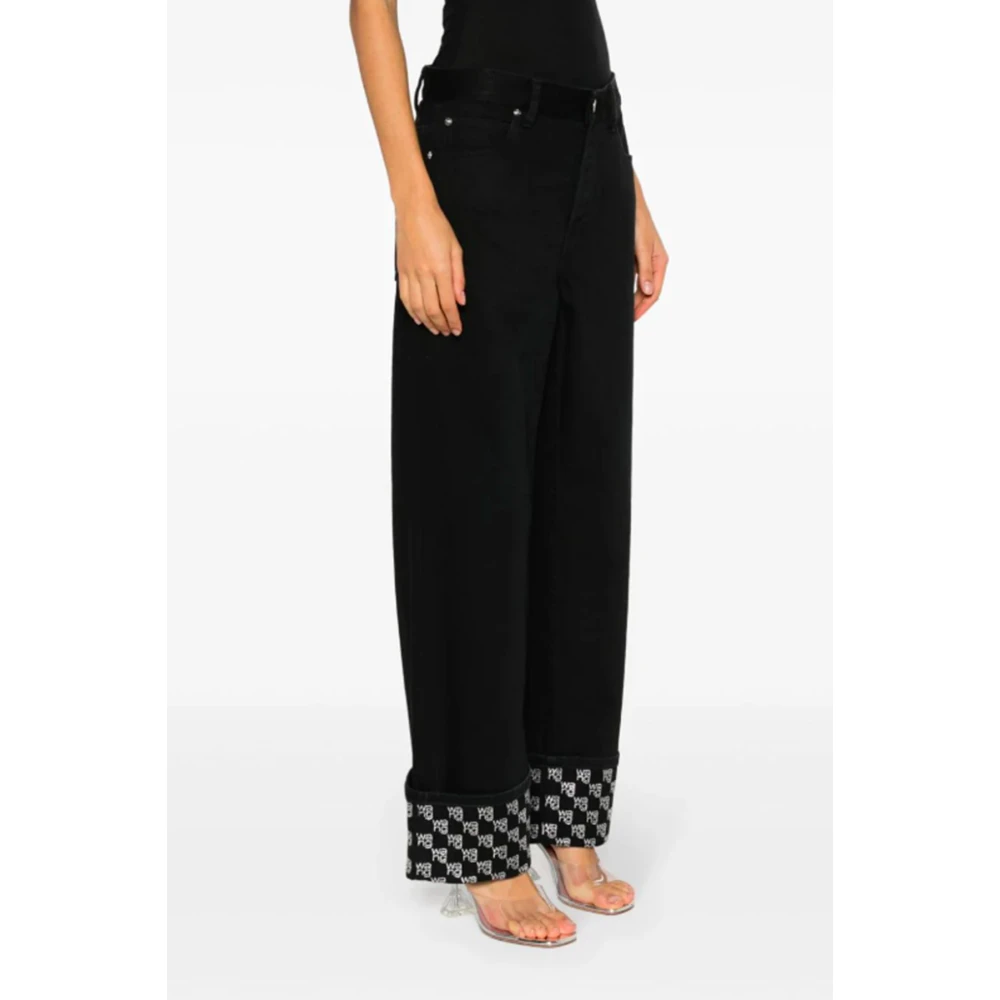 alexander wang Zwarte Denim Jeans met Logo Versiering Black Dames