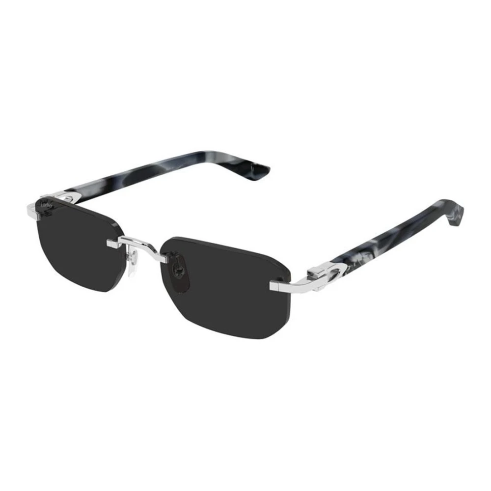 Cartier Men's Gray Sunglasses, 53 Mm, Rectangular Sunglasses