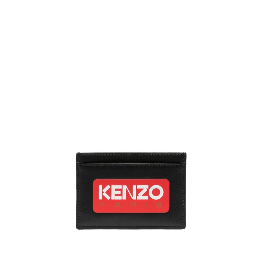 Kenzo Svart Läder Logo-Patch Korthållare Black, Herr
