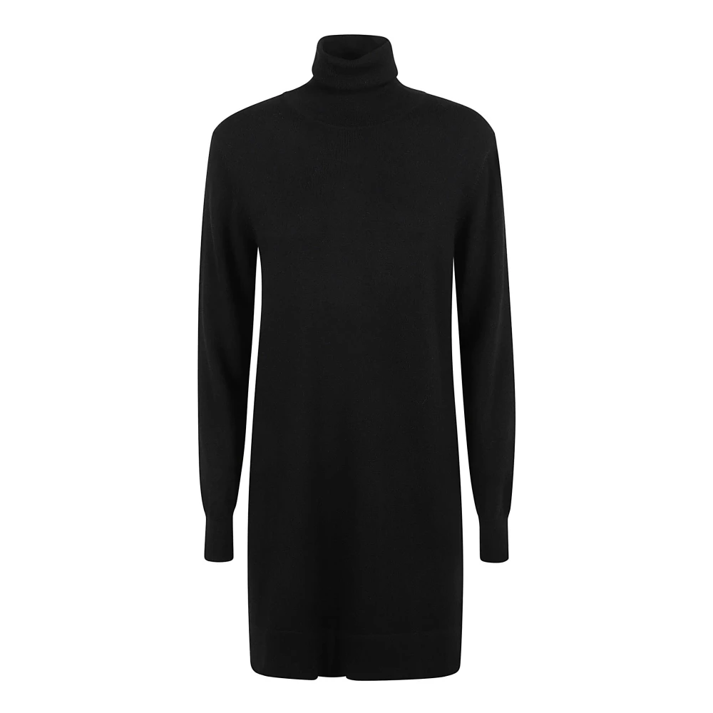 P.a.r.o.s.h. Zwarte Wollen Blend Geribbelde Jurk Black Dames