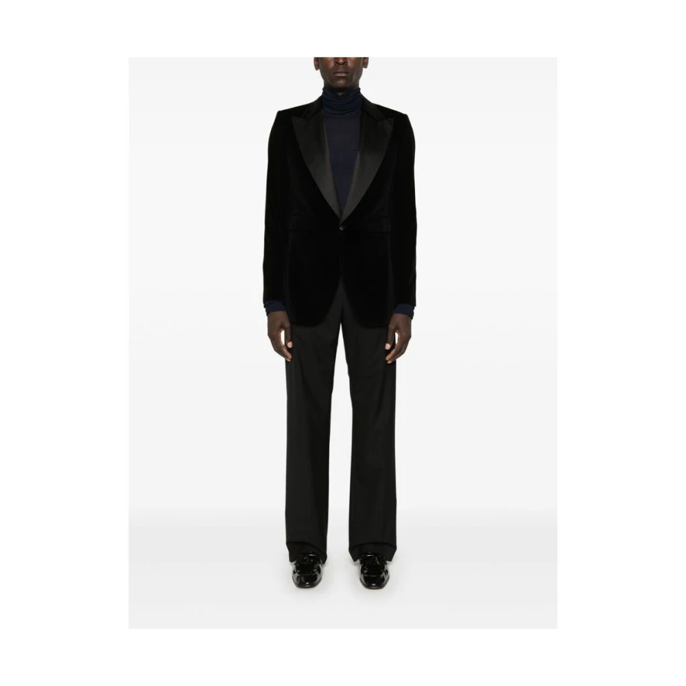 Dolce & Gabbana Zwart Fluwelen Jas Peak Revers Black Heren