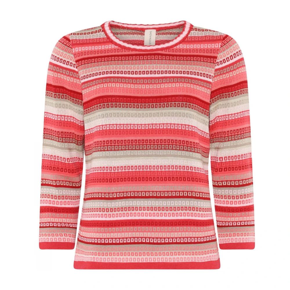 Skovhuus Jacquard Pullover Blouse Crimson Multicolor Dames