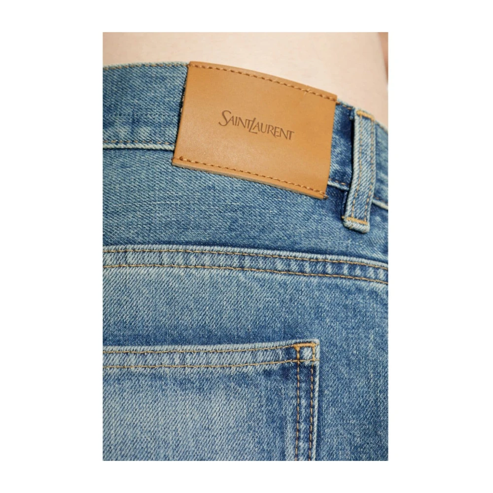 Saint Laurent Blauwe Gewassen Denim Straight Leg Jeans Blue Heren