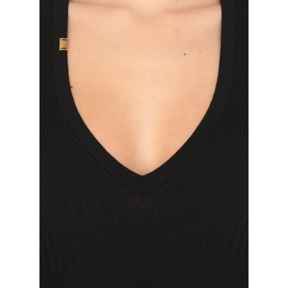 Elisabetta Franchi Zwarte Mouwloze Top met Wijde Hals Black Dames