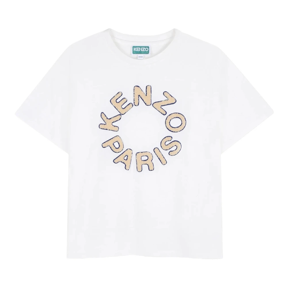 Kenzo Boys White Embroidered T-Shirt In Cotton