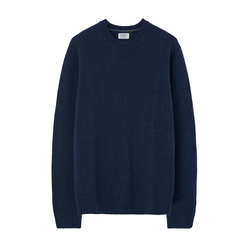 Hartford Blauwe Shetland Crew Sweater Jersey Blue Heren
