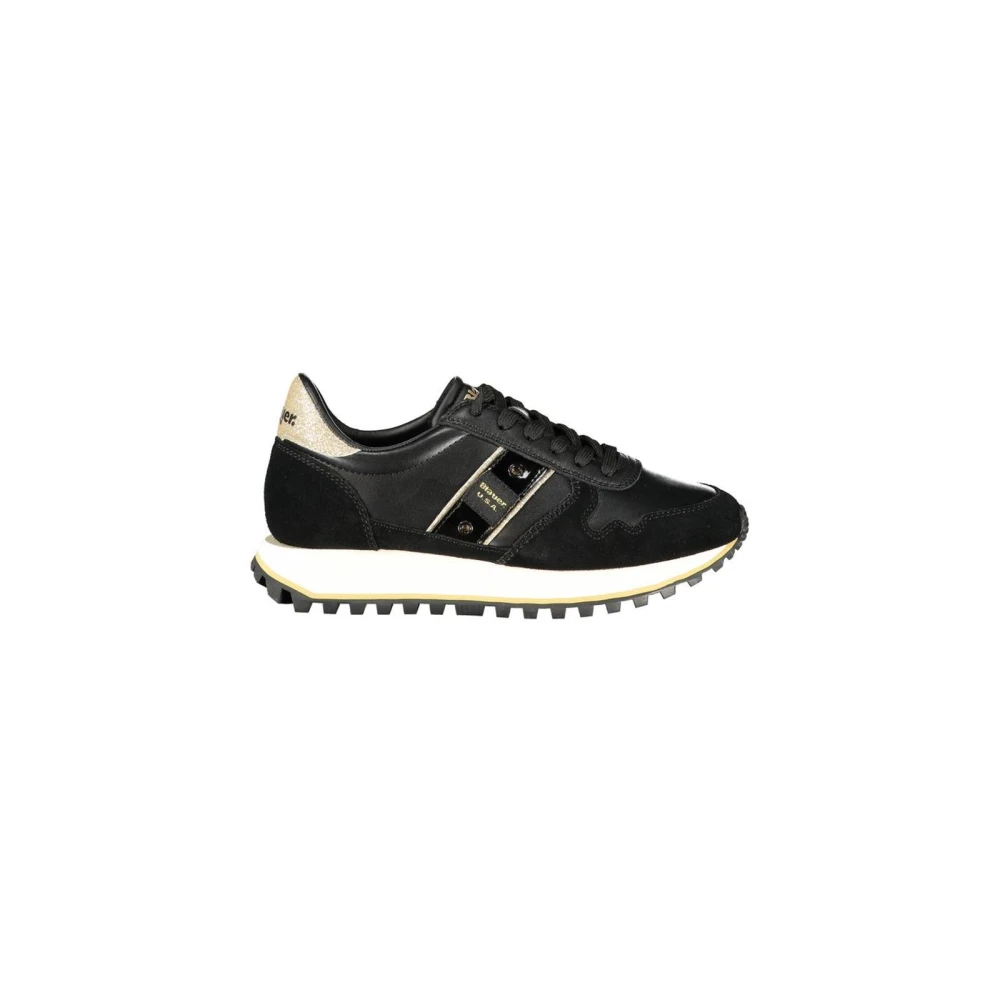 Blauer Women's Black Sneakers,, Luxury Leather Low-Top Trainers Size 7 Uk