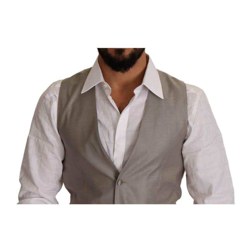 Dolce & Gabbana Beige Single Breasted Vest Beige Heren