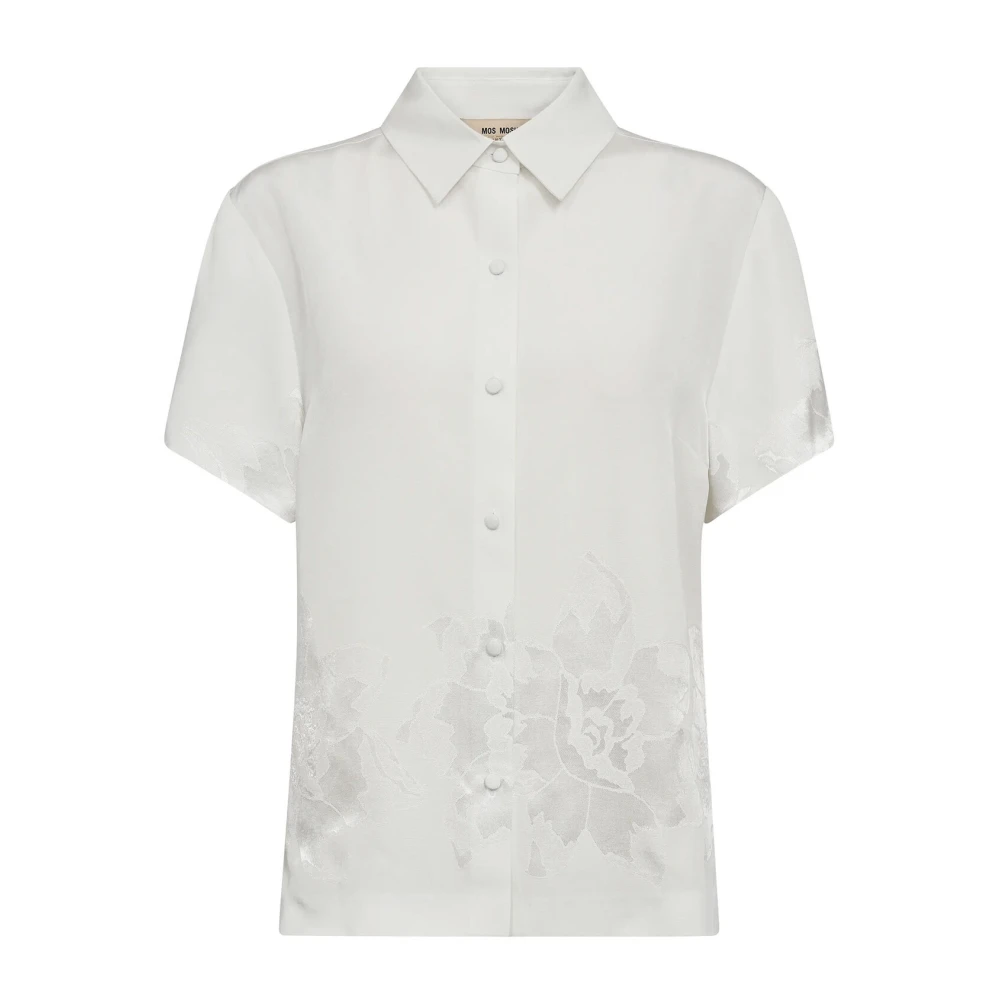 MOS MOSH Bloem Jacquard Shirt met Korte Mouwen White Dames