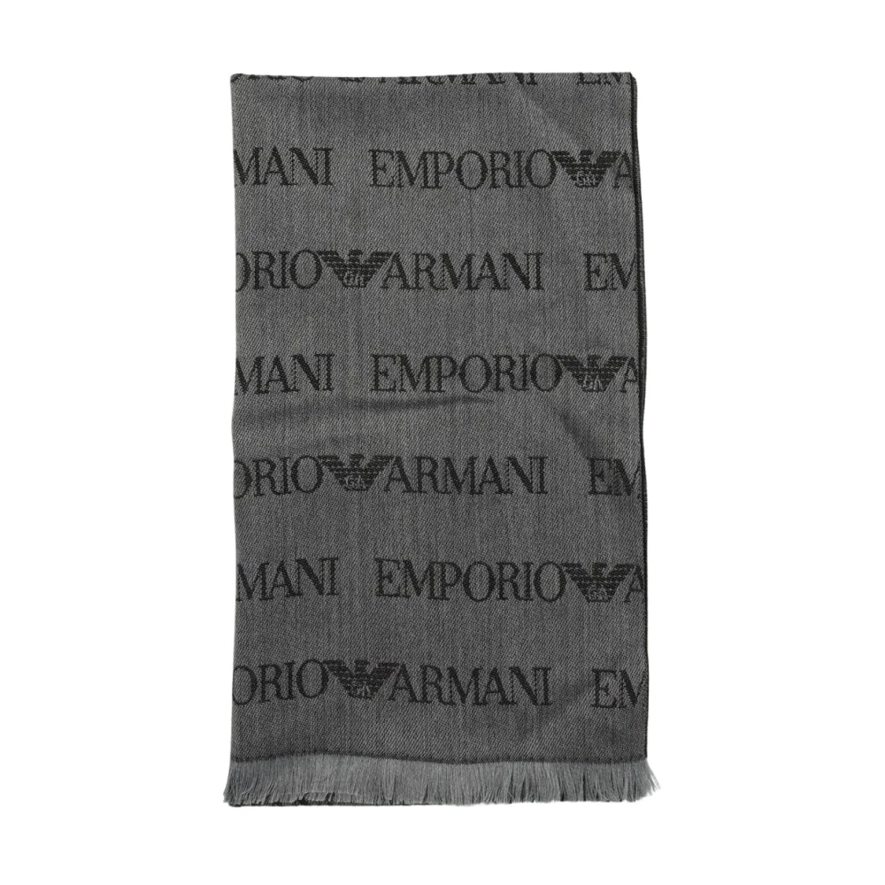 Emporio Armani Mannelijk Grijs Sjaal Met Patroon