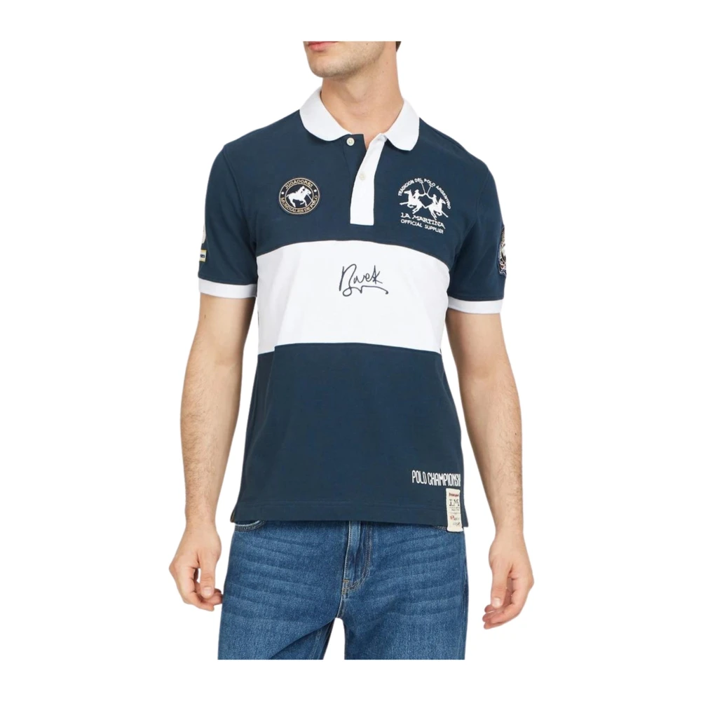 La Martina Men's Blue Cotton Jersey Polo Shirt