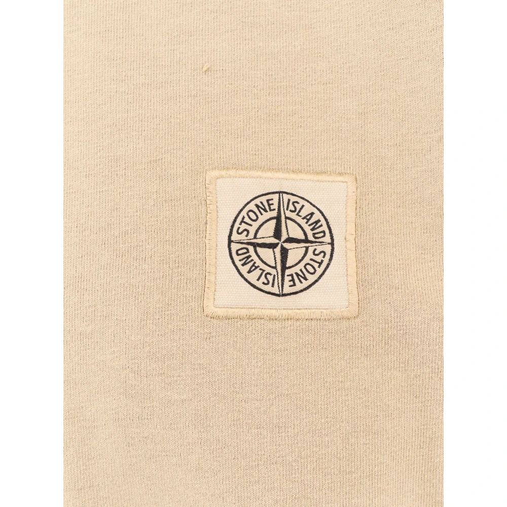 Stone Island Logo Patch Katoenen T-Shirt Beige Heren