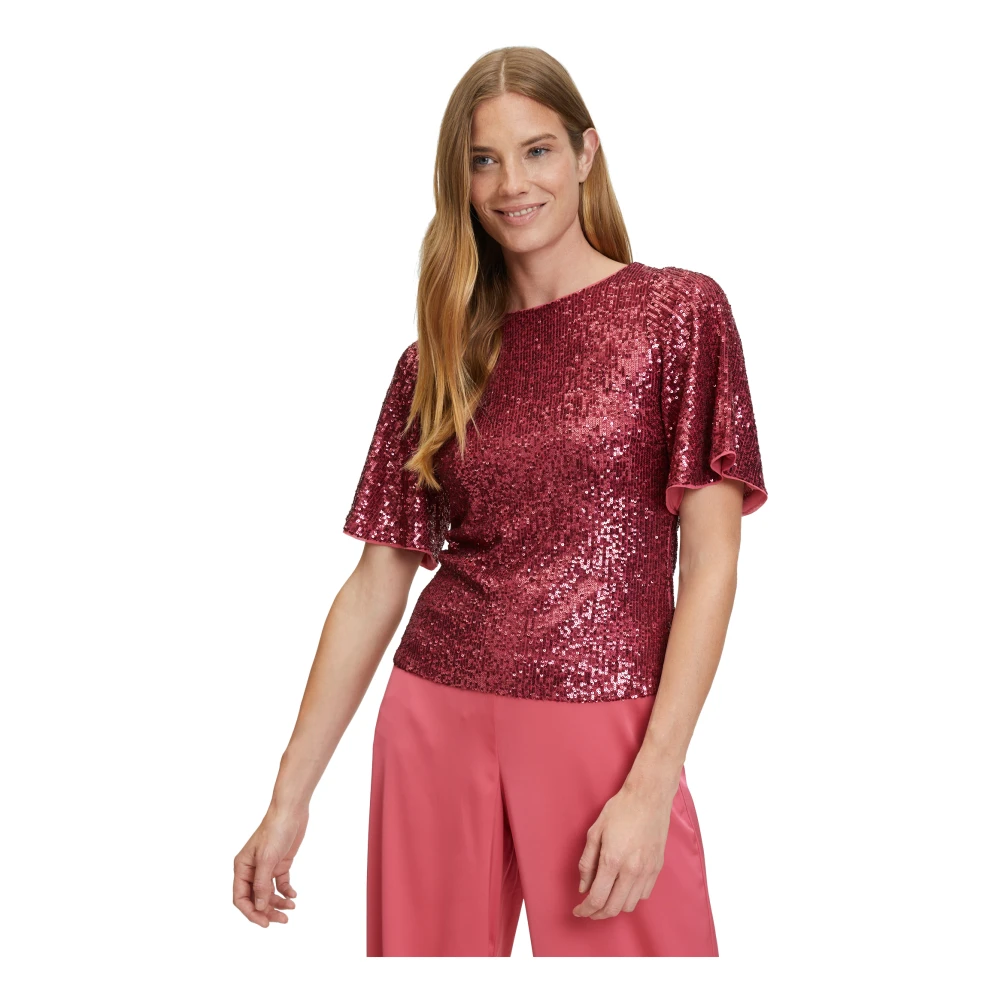 Vera Mont Paillettentop met vlindermouwen Red Dames
