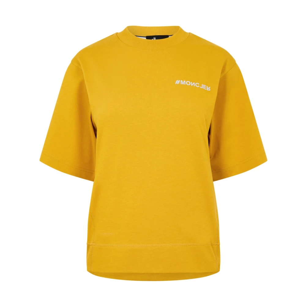 Moncler Women's Yellow T-Shirts, Xs, Grenoble Logo Embroidered T-Shirt