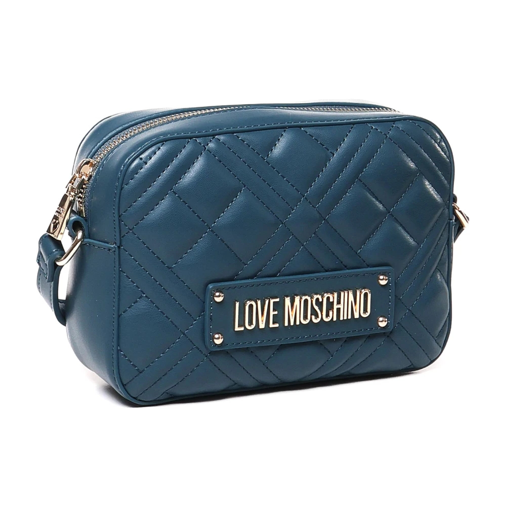 Love Moschino Gewatteerde Teal Schoudertas met Rits Green Dames