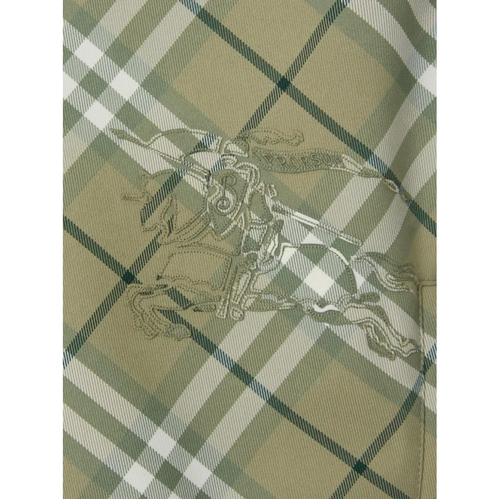 Burberry Groene Geruite Twill Jas met Capuchon Green Dames