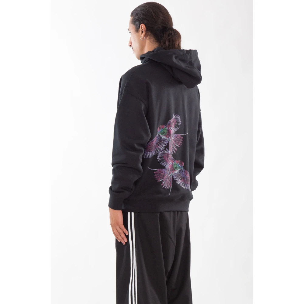 Y-3 Zwarte Grafische Hoodie Achterkant Black Heren