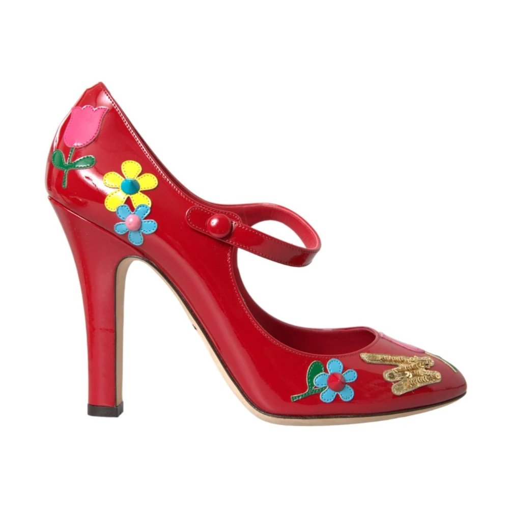 Dolce & Gabbana Women's Red Pumps, 7 Uk, Floral High Heel Pumps