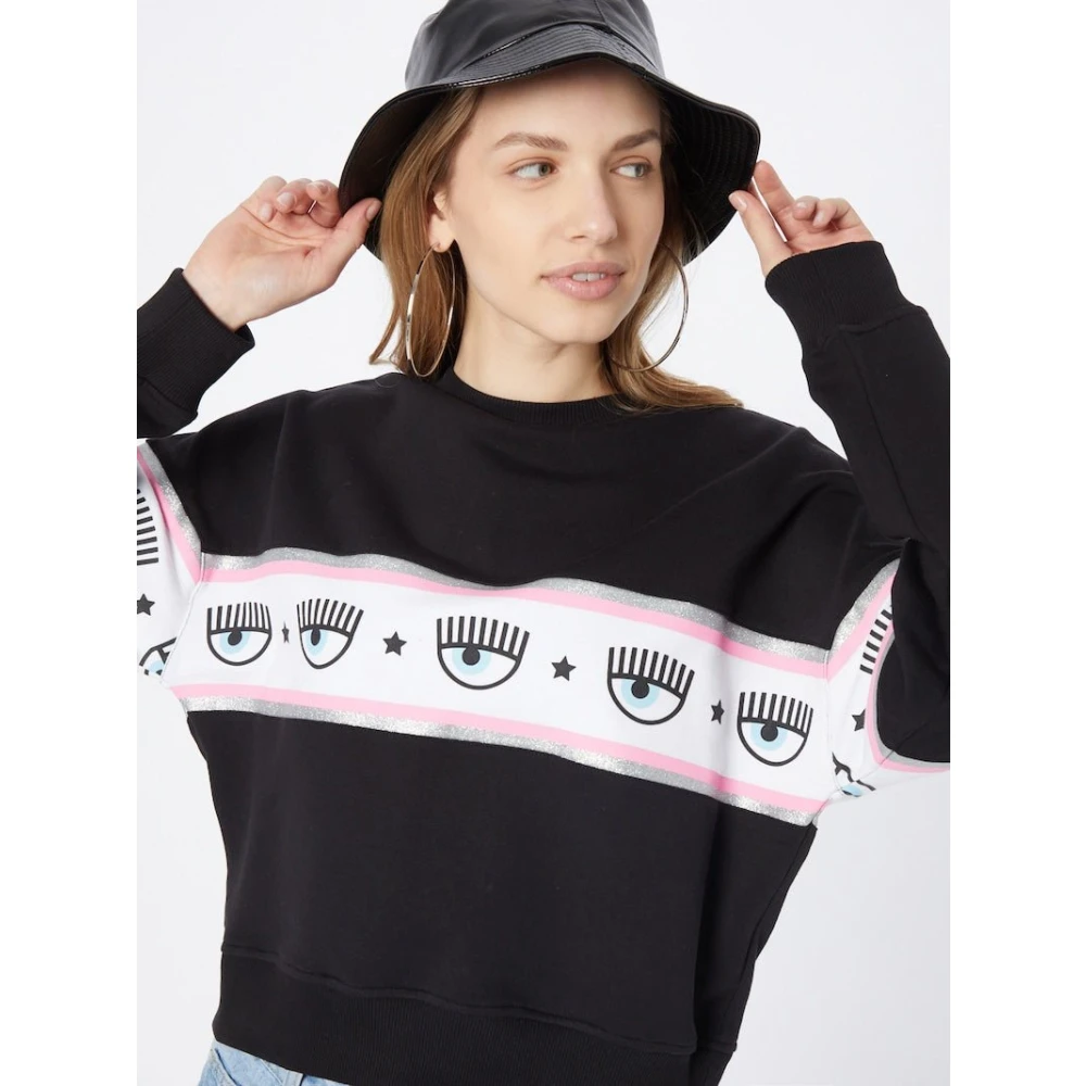 Chiara Ferragni Collection Glitter Logo Sweatshirt Black Dames