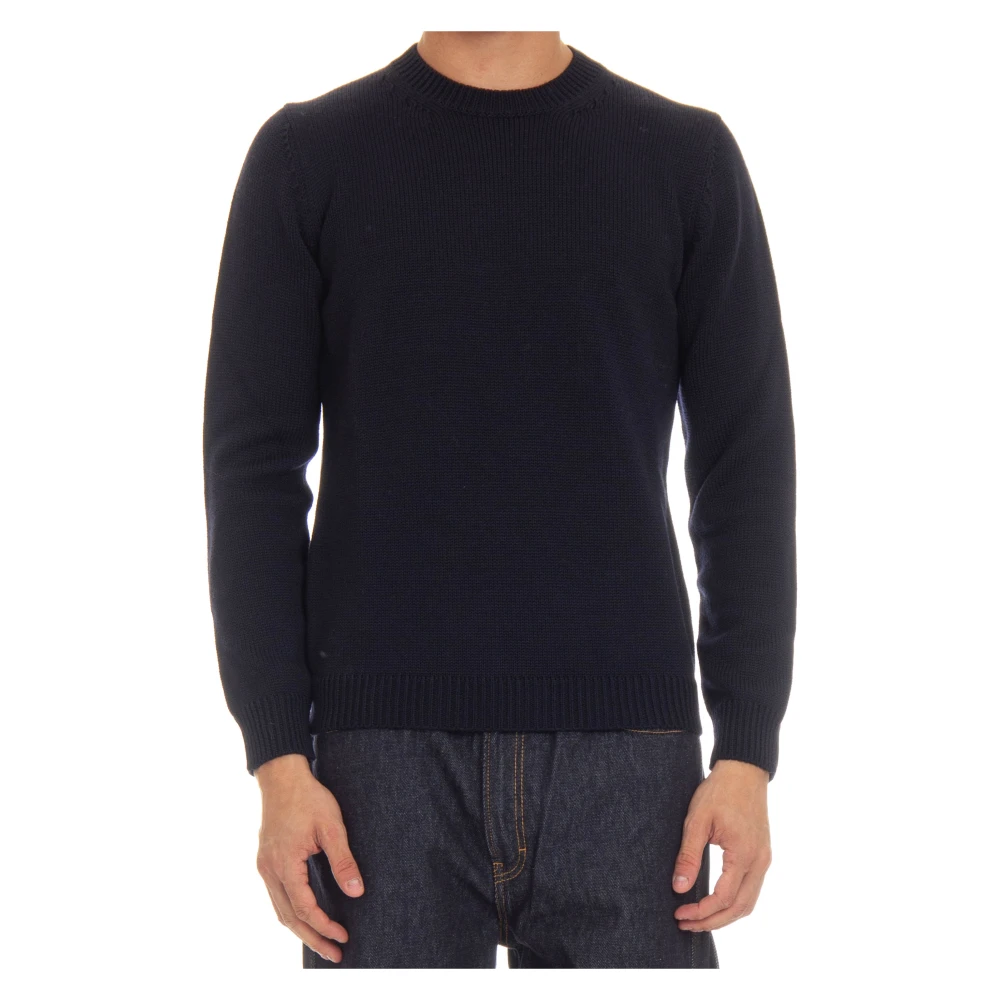 Roberto Collina Blauwe Merino Trui Hoge Kwaliteit Blue Heren