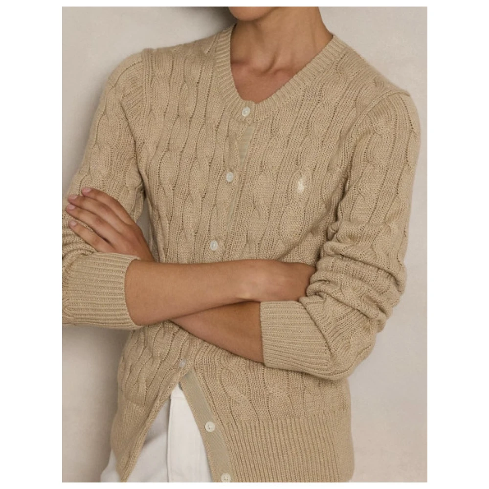 Polo Ralph Lauren Gebreide Trui met Kabelpatroon Beige Dames
