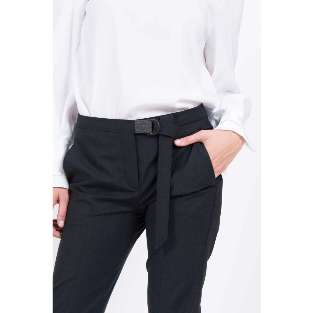 BRUNELLO CUCINELLI Luxe Wollen Broek Gray Dames