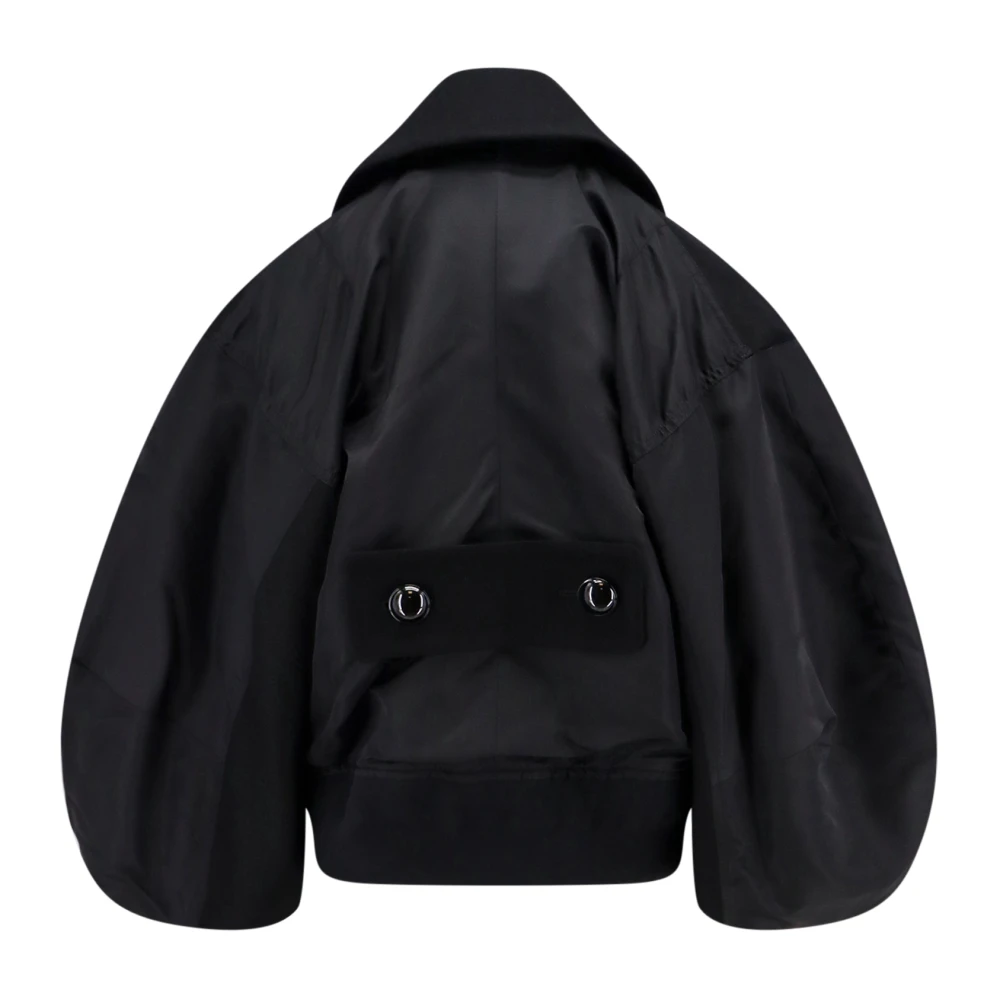 Sacai Zwarte Wollen Jas Dubbele Knopen Black Dames