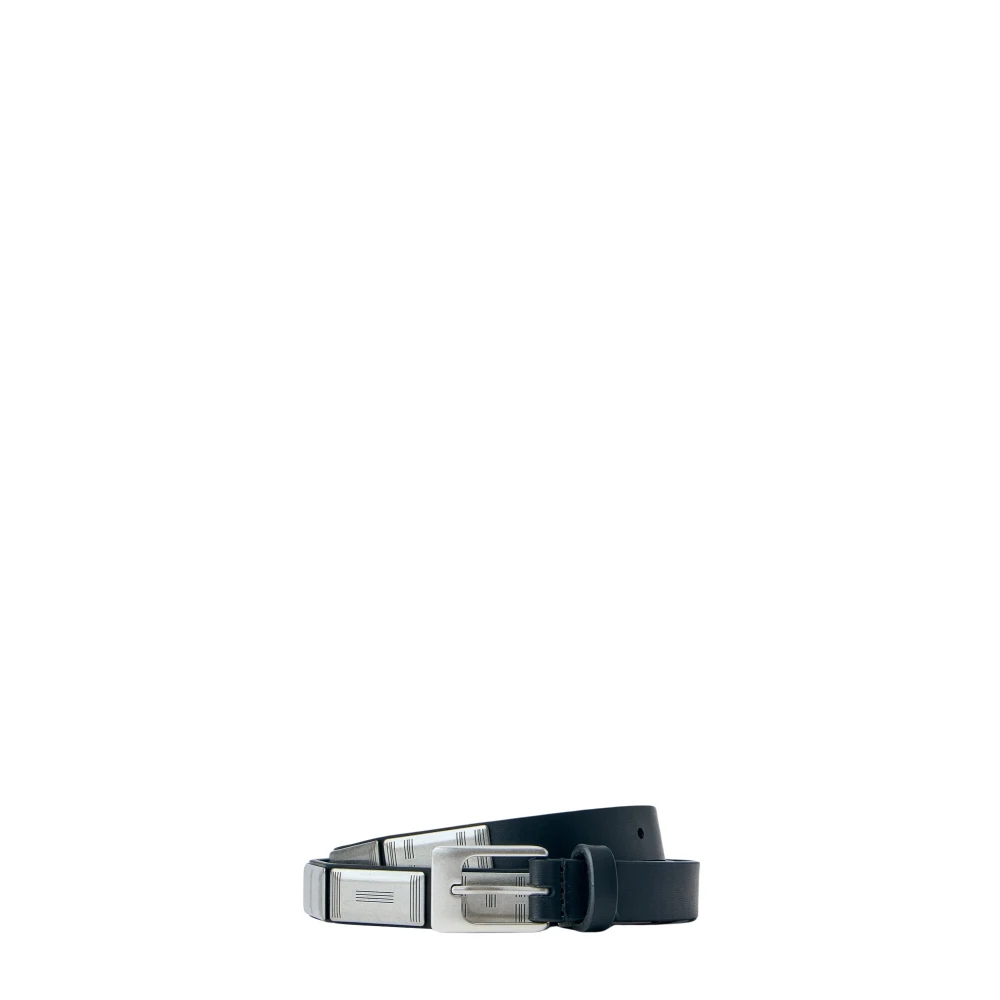 Lemaire Men's Black Belts, 100 Cm, Buffalo Studs Belt 20 Mm