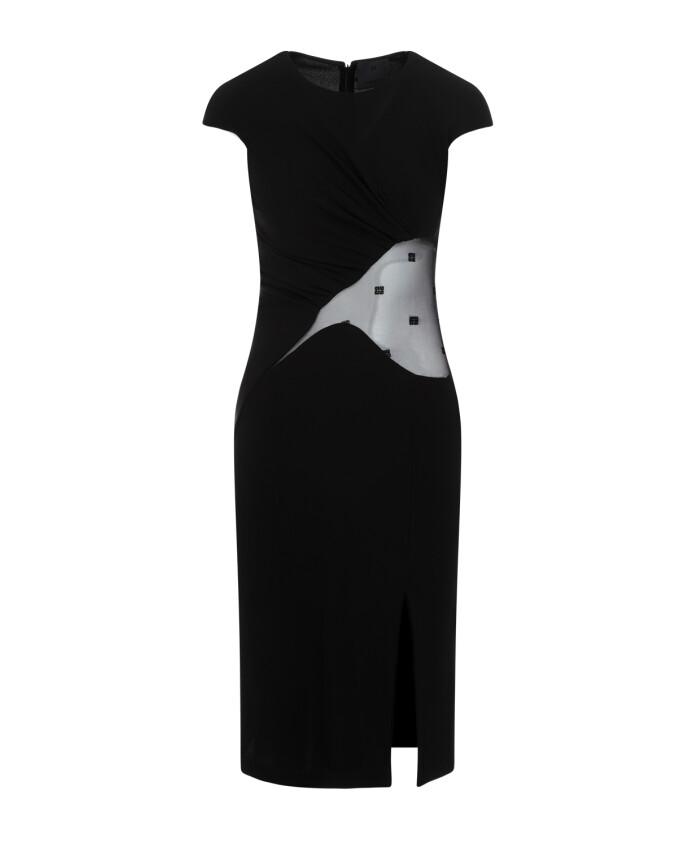 zwarte-gedrapeerde-jurk-elegant-chic